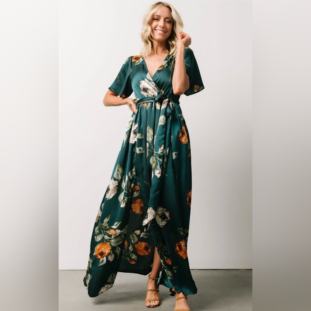 Baltic Born Dark Green Floral Maxi Dress